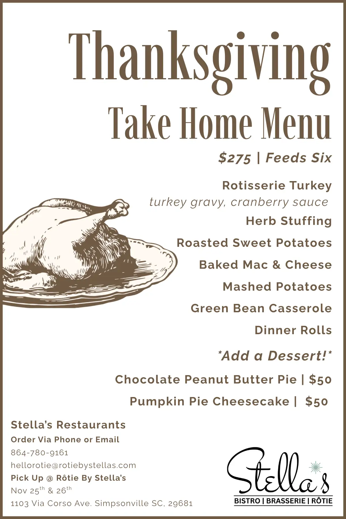 Thanksgiving Take Home Menu