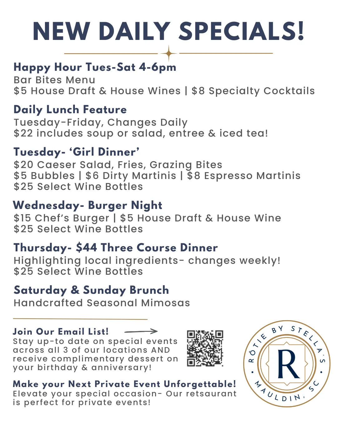 New Daily Rotie Specials